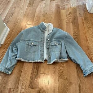 Cropped Sherpa Jean Jacket Classic Style